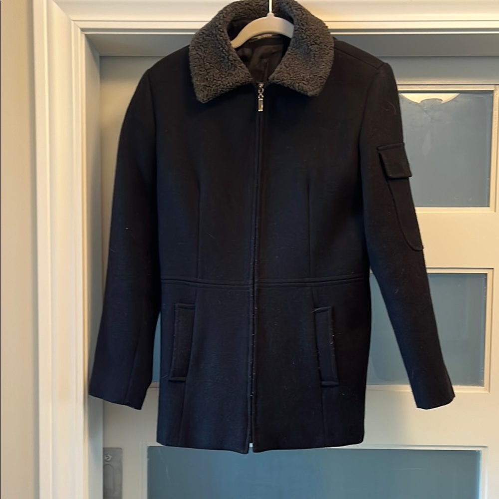 Wool Coat with Gray Collar